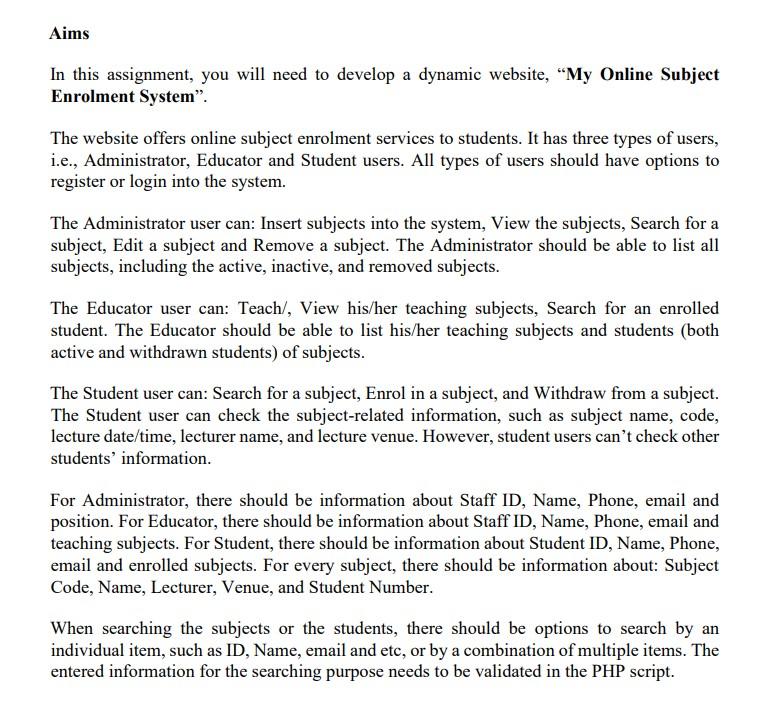  create an interactive website by using Objectoriented PHP and MySQL Database!!!