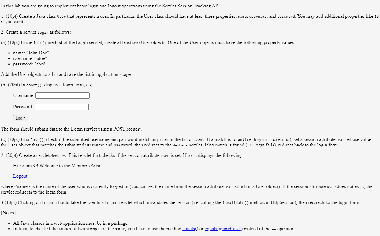  In this lab you are going to implement basic login and