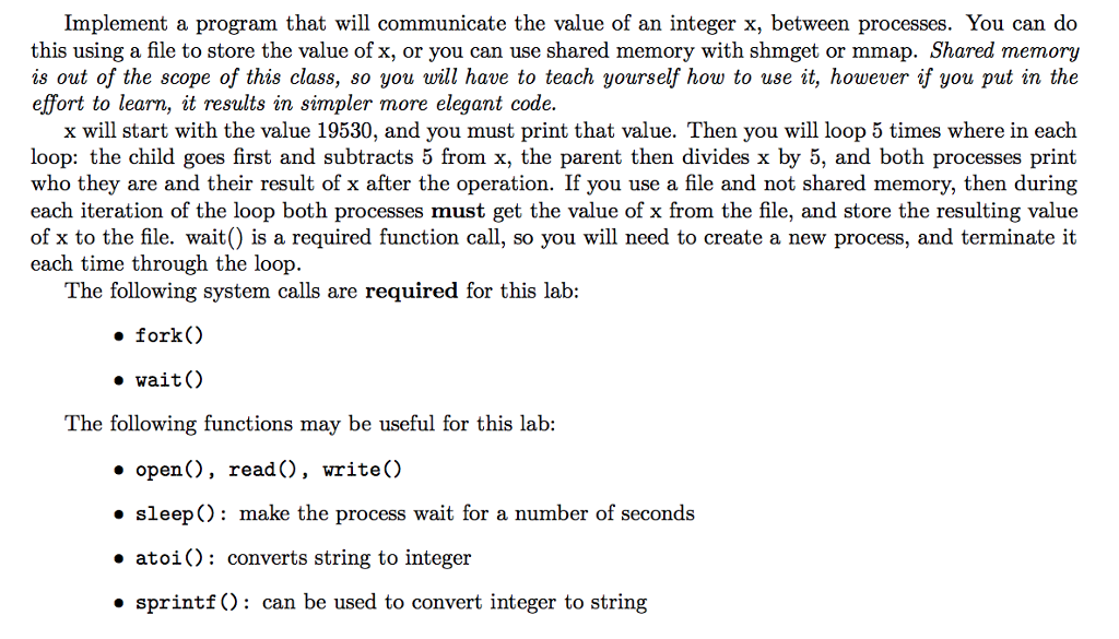 Write program in C, (to be used in Unix OS). I already