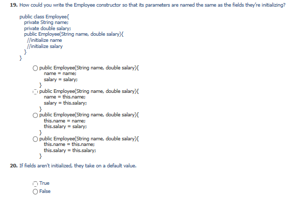 be marked public. True O False 13. Static variables of a class