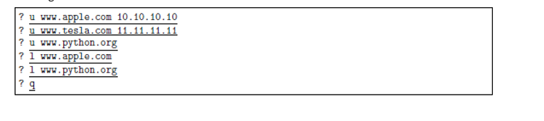user to input values. For instance: ?u www.google.com 8.8.8.8 3. Please show