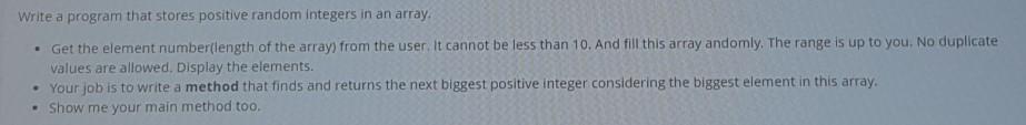 a program that stores positive random integers in an array. Get the