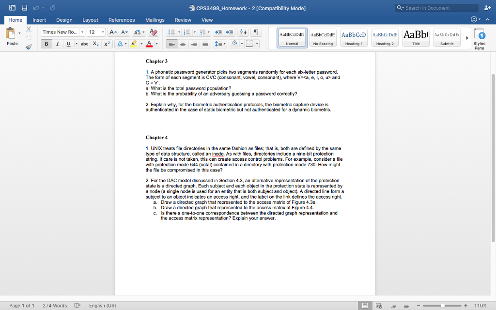 Computer Security Question CPS3498 Homework-2 (Compatibility Mode] Q Search in Document Home