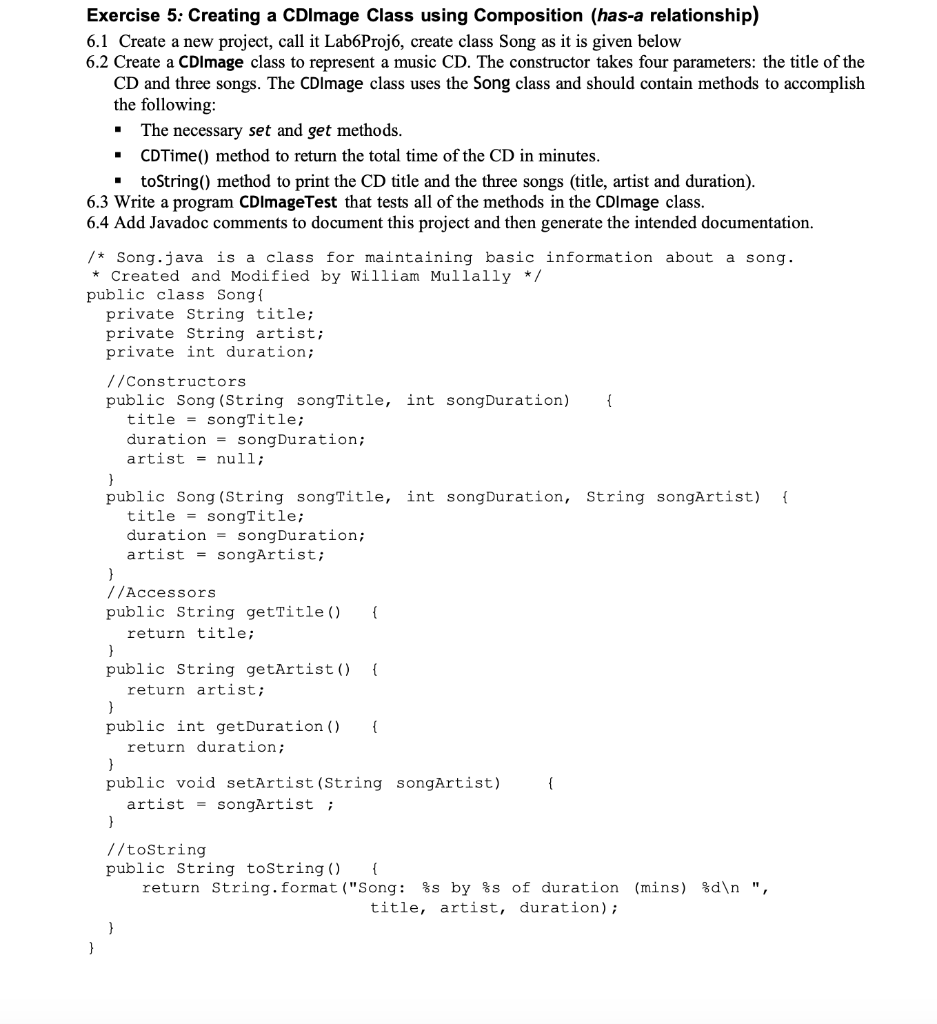  Exercise 5: Creating a CDImage Class using Composition (has-a relationship) 6.1