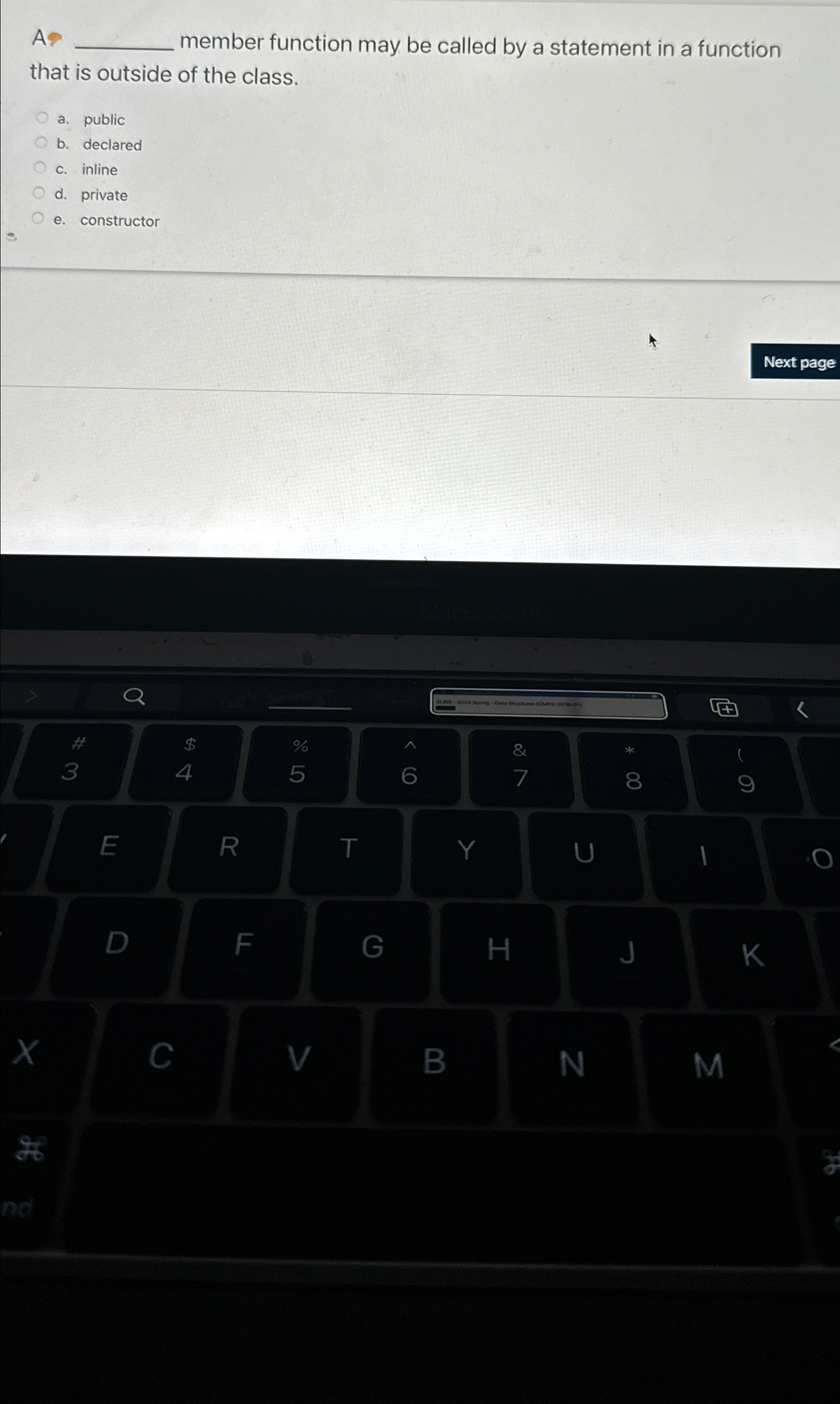  As member function may be called by a statement in a