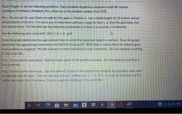 P26 From Chapter 2, do the following problems. Each problem should be