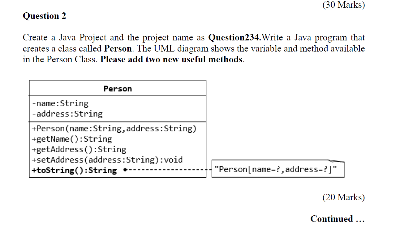  Question 4 Write a testing program to test the classes created