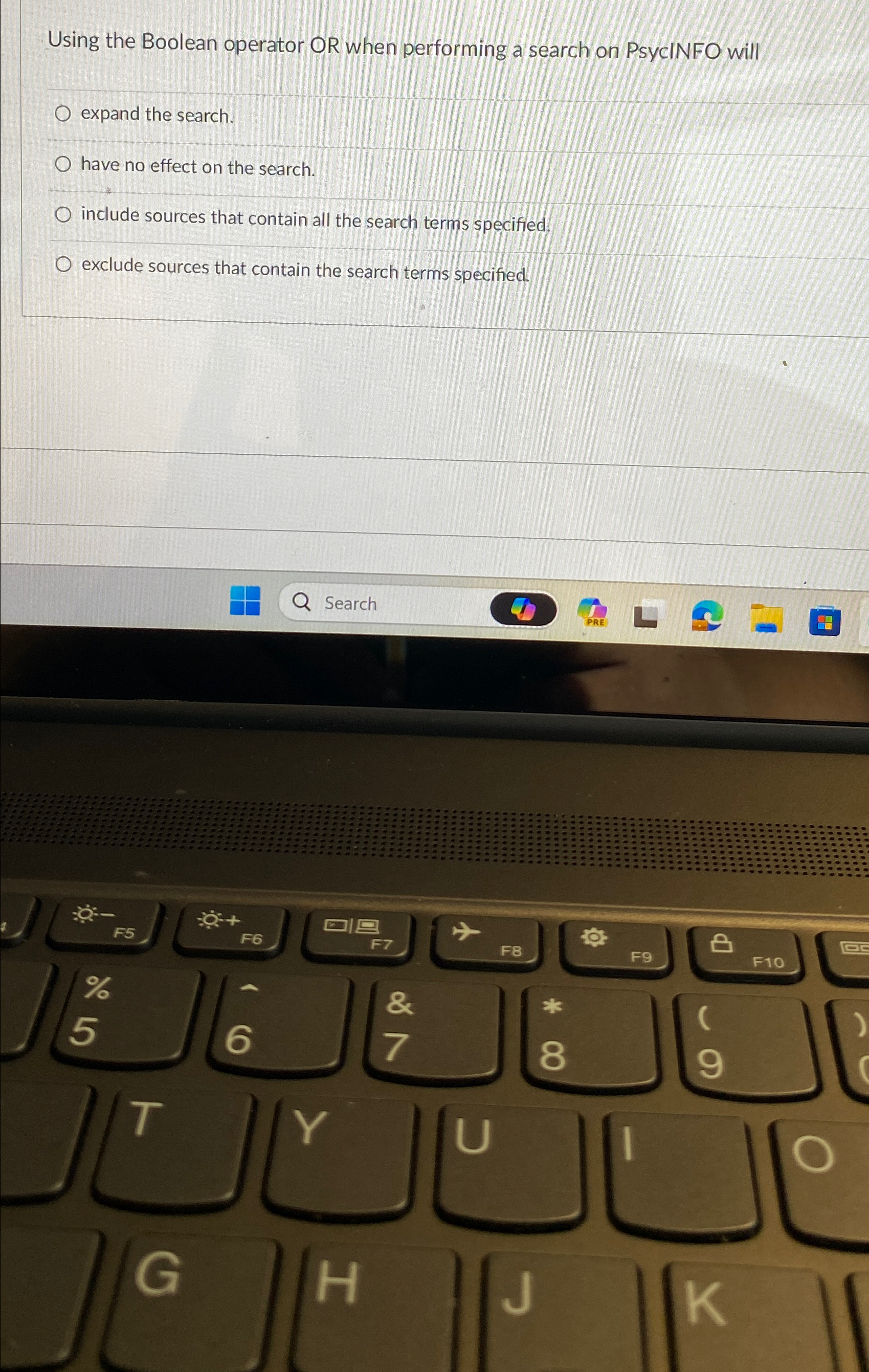 Using the Boolean operator OR when performing a search on PsycINFO
