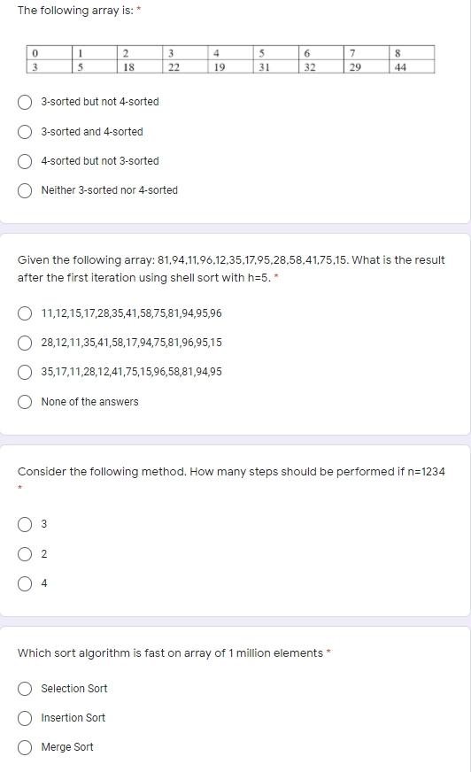 The following array is: * 0 3 1 5 2 18