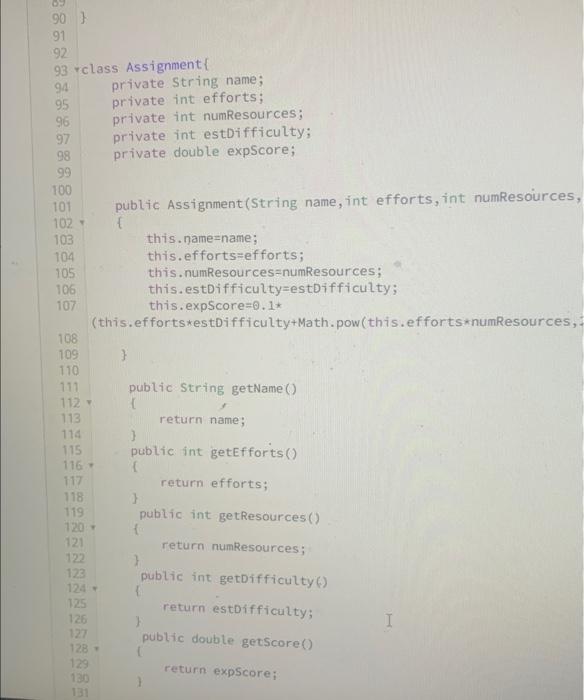 " + "outstanding: "+ getnumAss fgnment()+" + "Complete:" +getnumComplete()+" + "Hours Aval:"+gethoursAvalable
