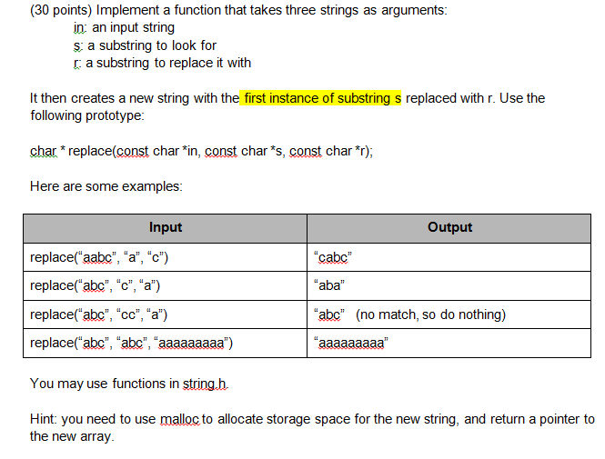  Implement a function that takes three strings as arguments: in; an