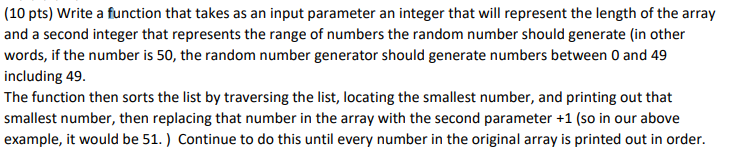 IN C++ (10 pts) Write a function that takes as an input