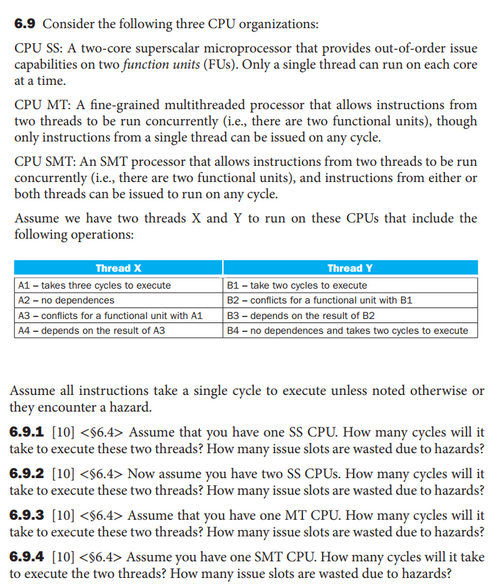 Solve Each questions step by step with explanation. 6.9 Consider the following
