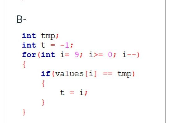 numbers named "values", the following two code segments will result in the