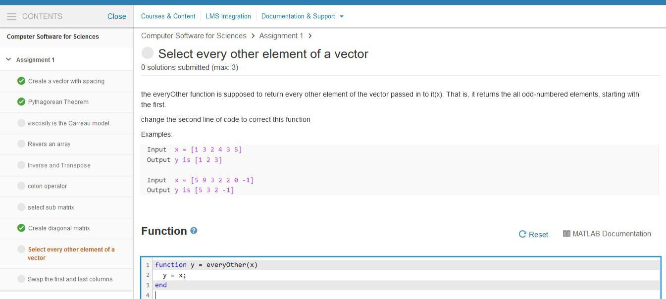 LMS Integration Documentation & Support Assignment 1 select sub matrix O solutions