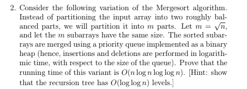 Need the proof for this question please 2. Consider the following variation