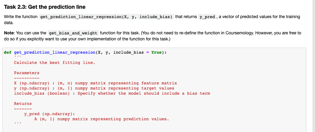  Task 2.3: Get the prediction line Write the function get_prediction_linear_regression(x, y,