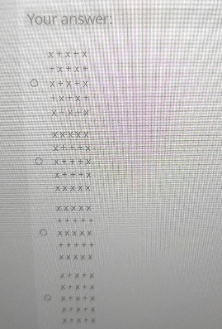 has 5 rows and 5 columns and holds the "x" characters as