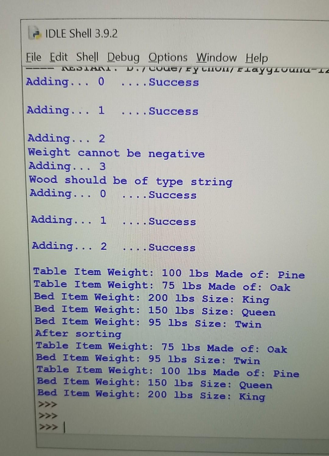 Thanks! Furniture Inheritance In this assignment, you will be creating an inheritance