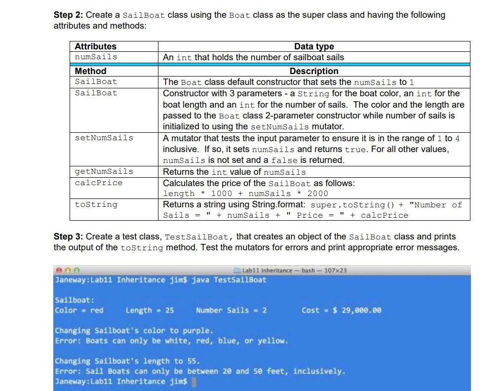  Step 2: Create a Sailboat class using the Boat class as