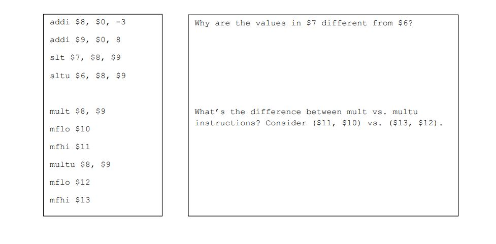 Assembly Machine Programming/Coding Why are the values in $7 different from $6?