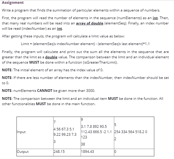  C++ language pls Assignment Write a program that finds the summation