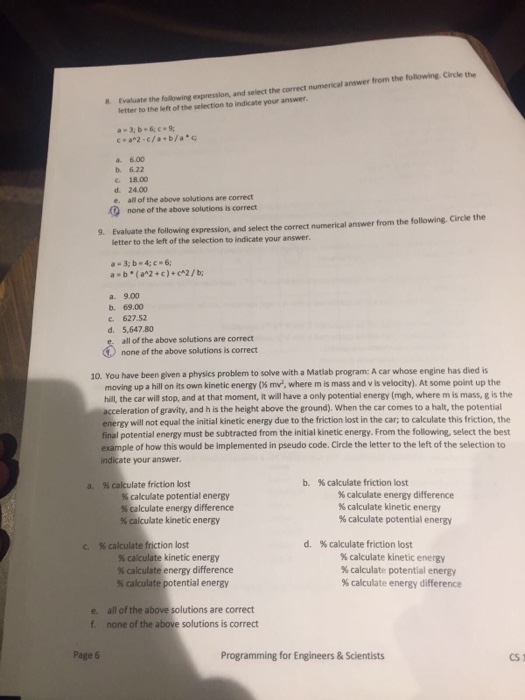  Evaluate the following expression, and select the correct numerical answer from