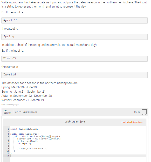  IN JAVA CODE, please!! Write a program that takes a date