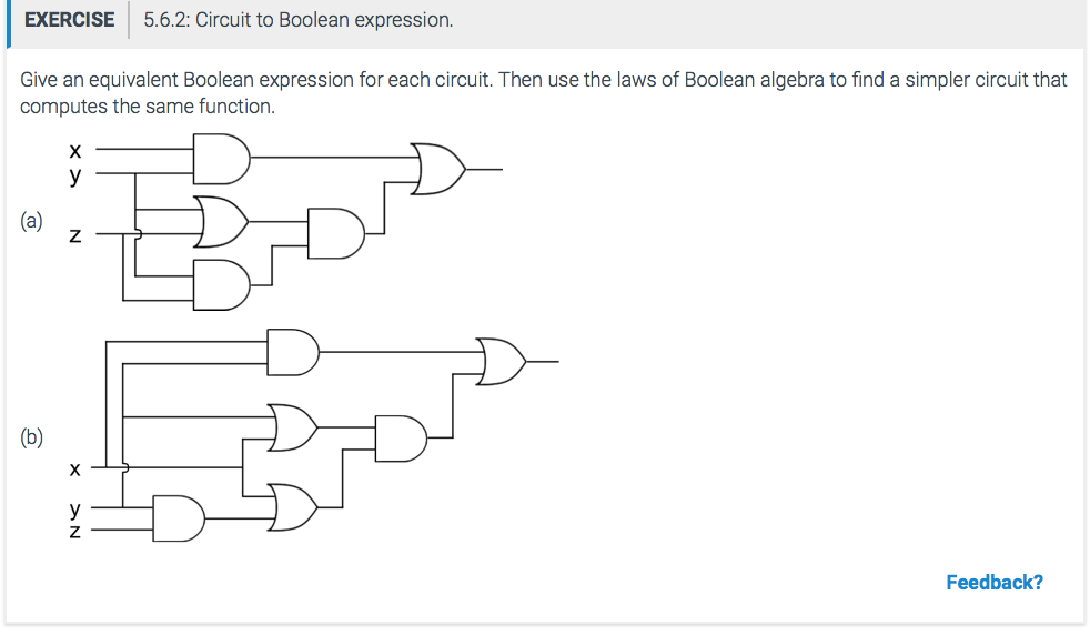 Need help with Discrete Math... EXERCISE 5.6.2: Circuit to Boolean expression. Give