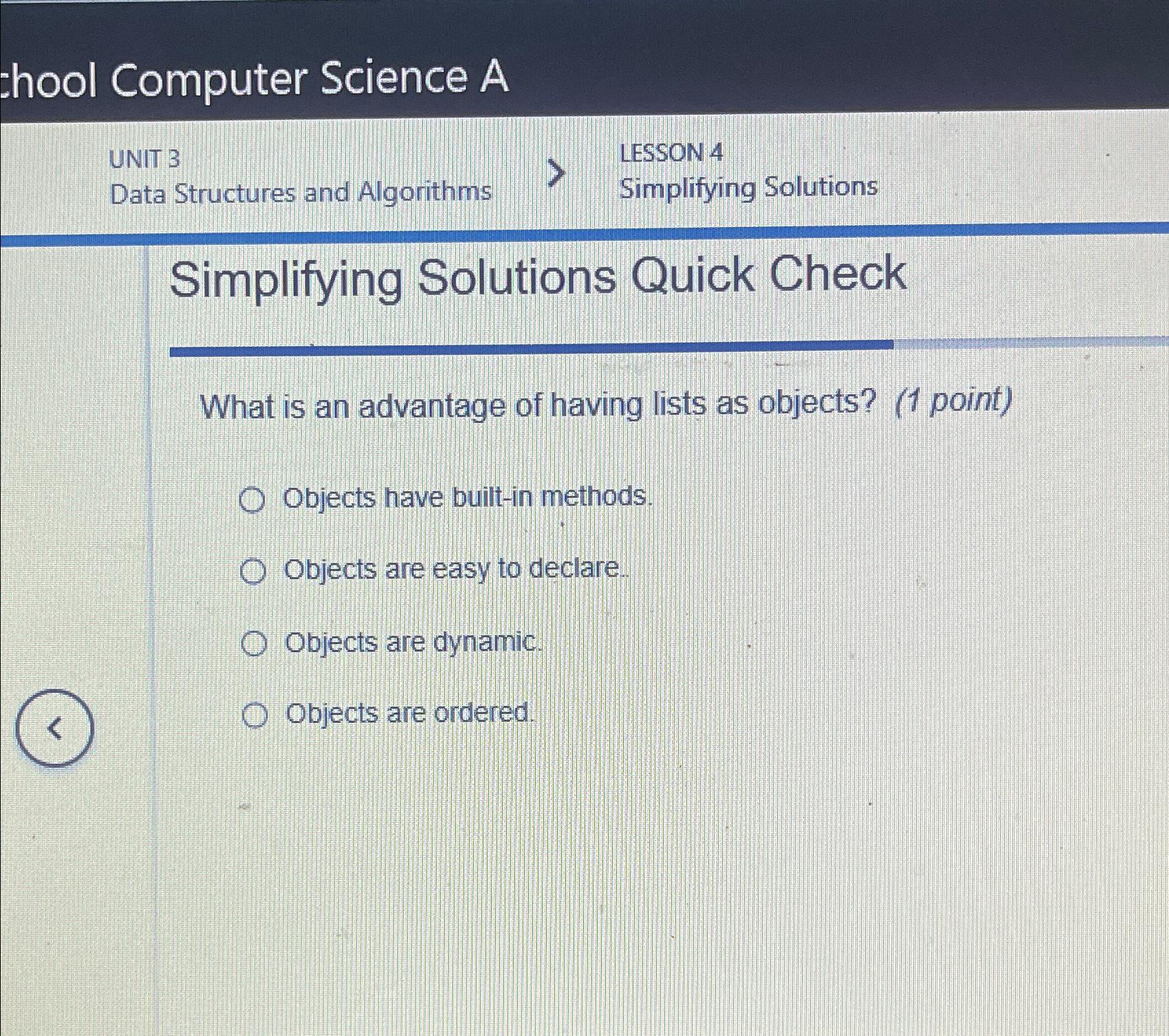  chool Computer Science A UNIT 3 LESSON 4 Data Structures and
