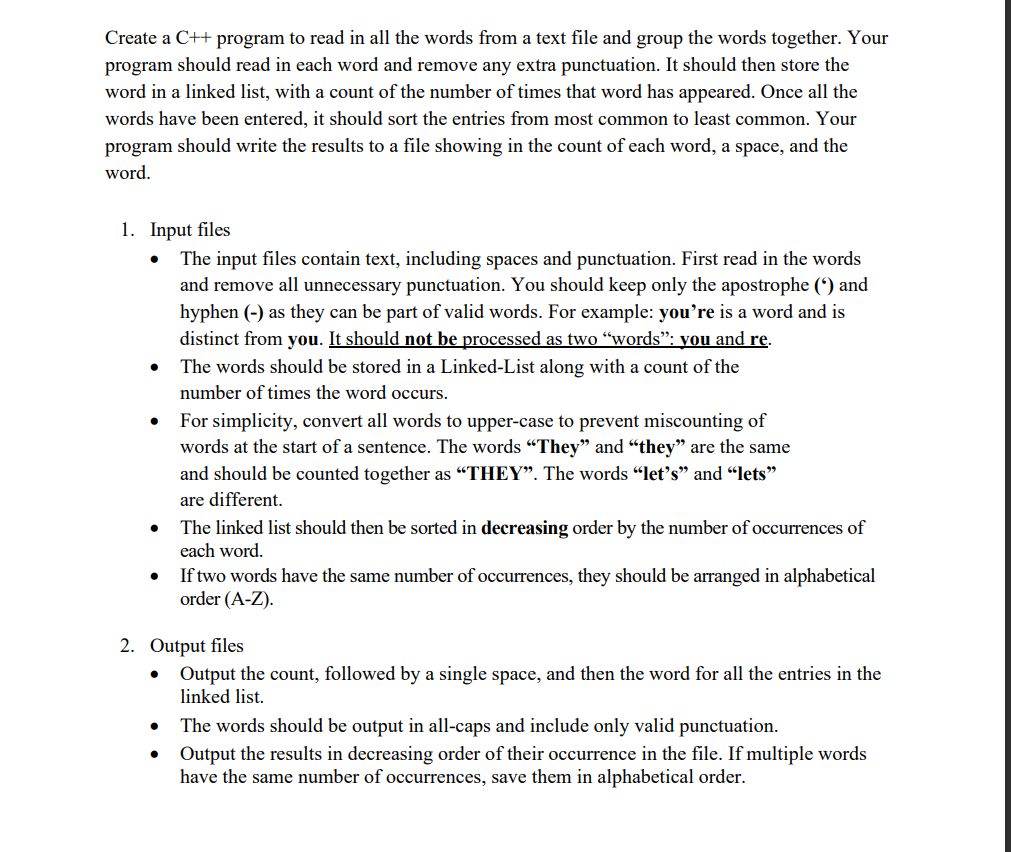  in c++ please Create a C++ program to read in all