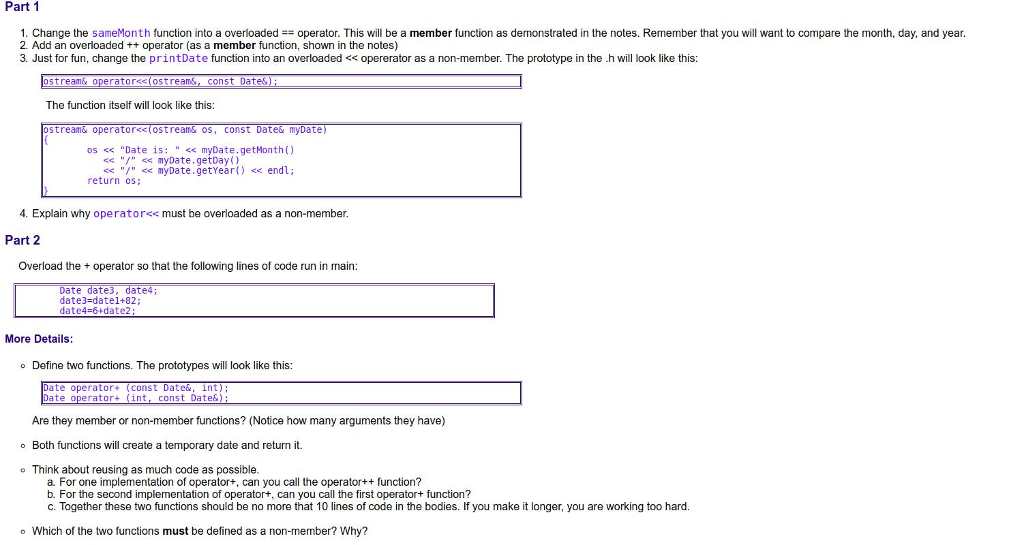 In C++ please Date.h #include using namespace std; class Date { private: