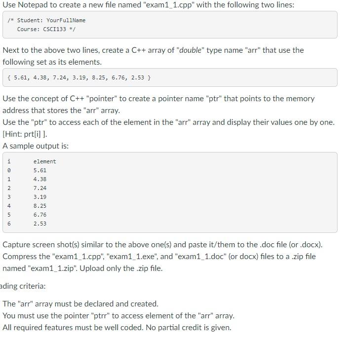  C++ Use Notepad to create a new file named "exam1_1.cpp" with