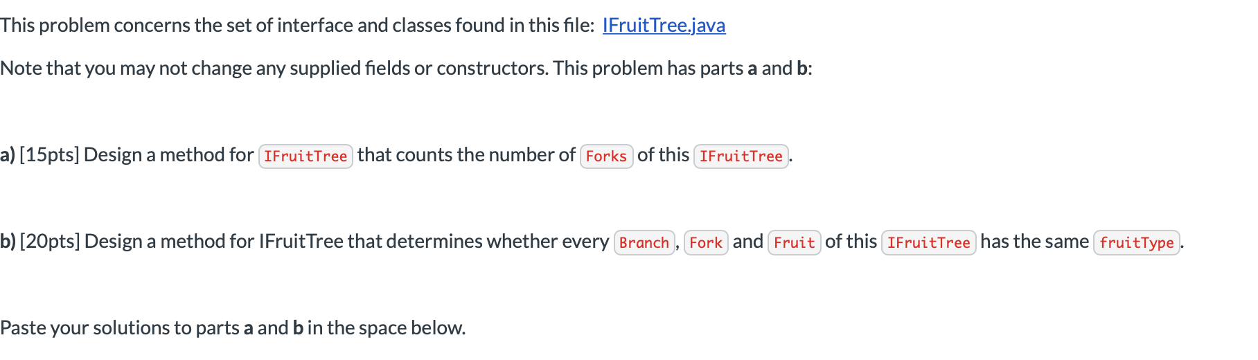 This problem concerns the set of interface and classes found in