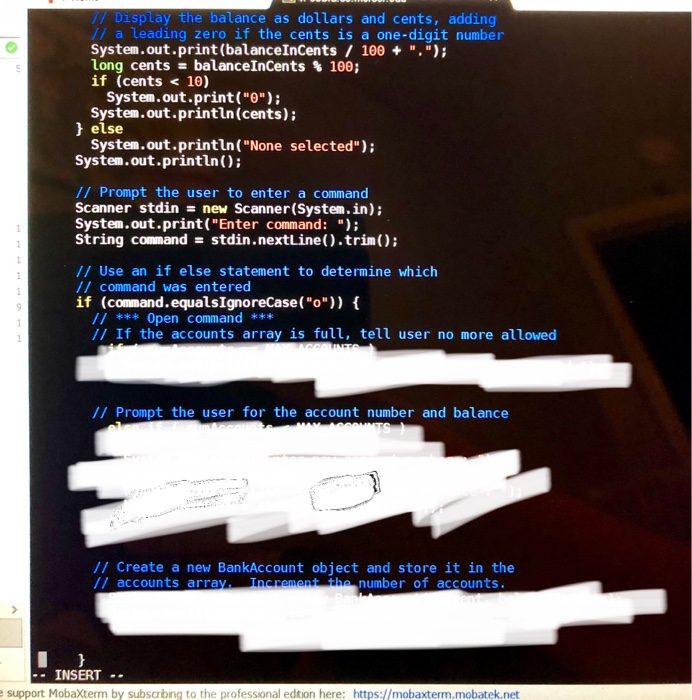 The rest of the program was implemented by the professor and we