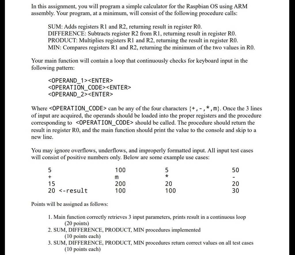 I need to do this program using the ARM assembly language. In
