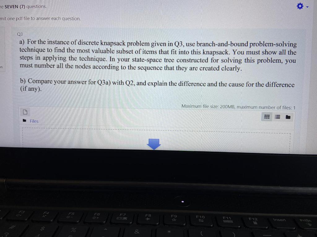 instance of discrete knapsack problem with the knapsack capacity 20 and the