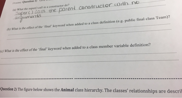 What the super() call in a constructor do? What is the