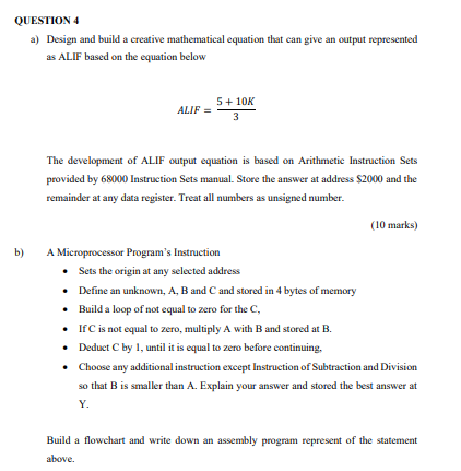  QUESTION 4 a) Design and build a creative mathematical equation that
