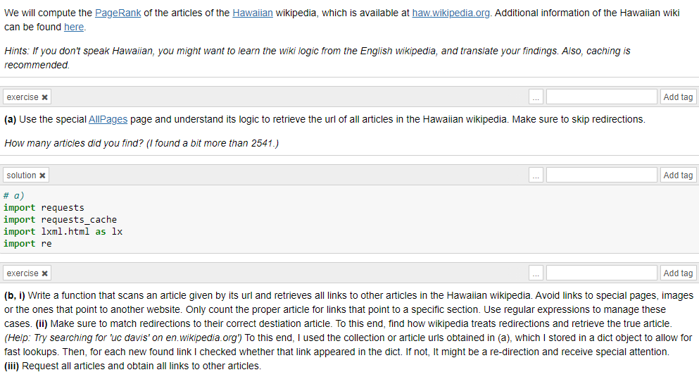  Please write in python.We will compute the PageRank of the articles