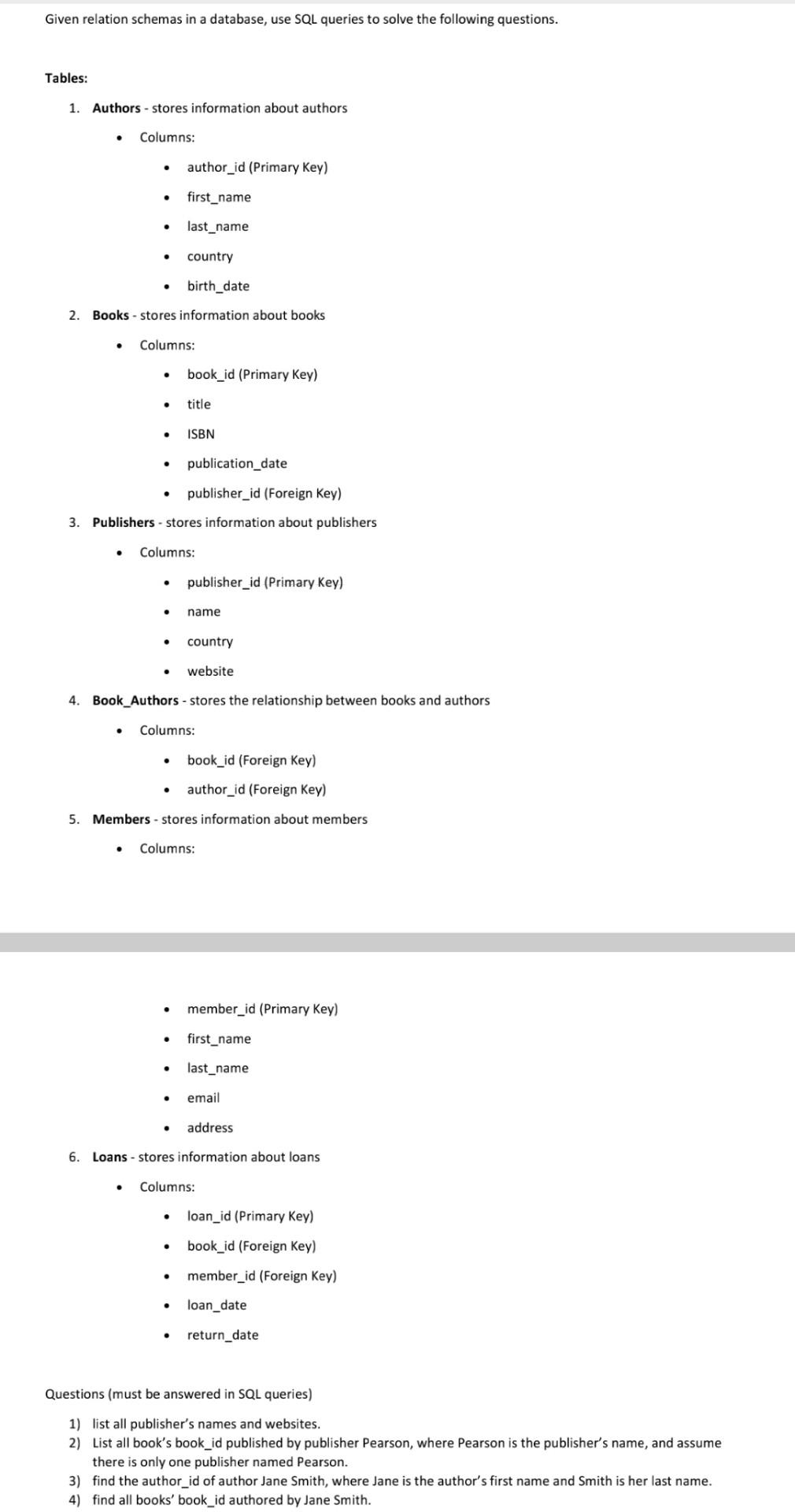  introduction to database systems Given relation schemas in a database, use