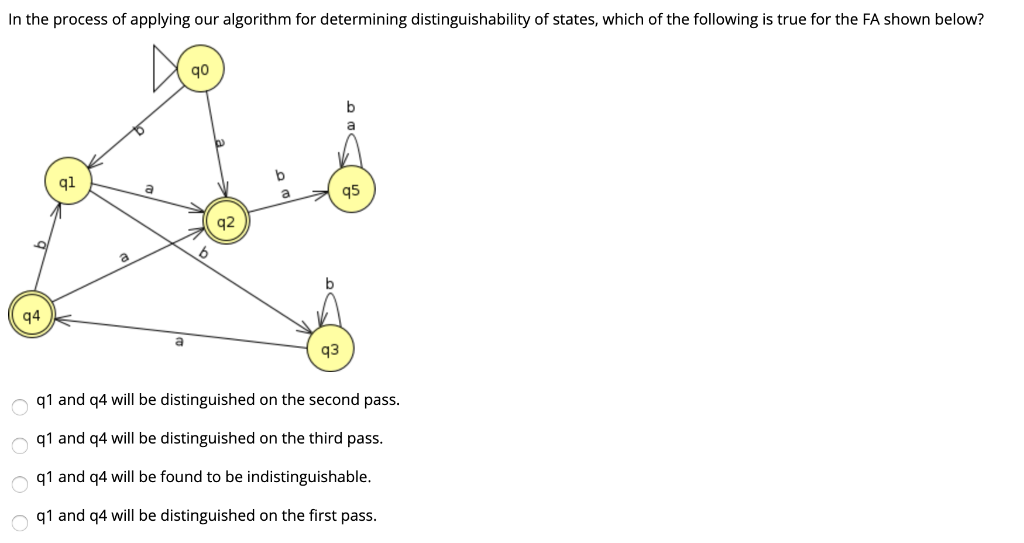  In the process of applying our algorithm for determining distinguishability of