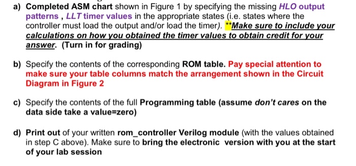  Please do all parts a) Completed ASM chart shown in Figure