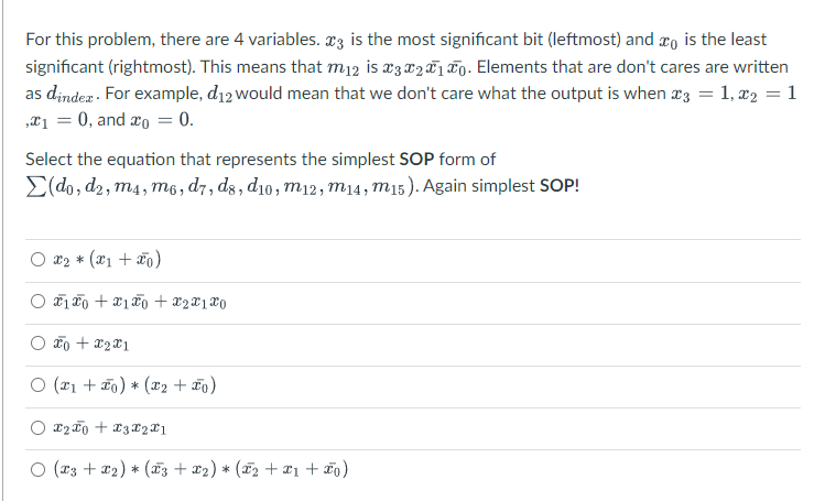 999 For this problem, there are 4 variables. Iz is the most