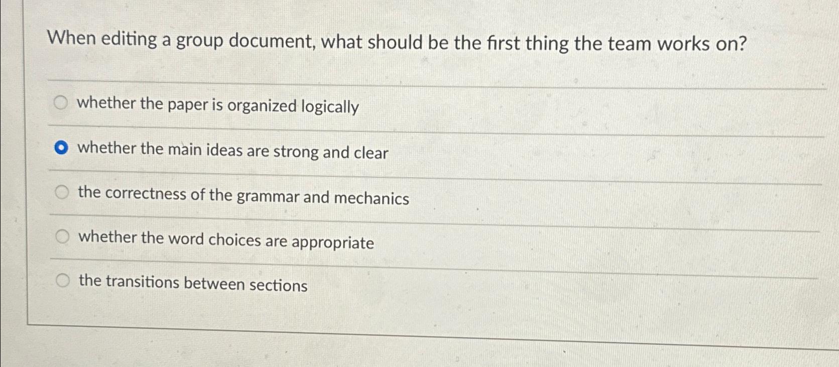  When editing a group document, what should be the first thing