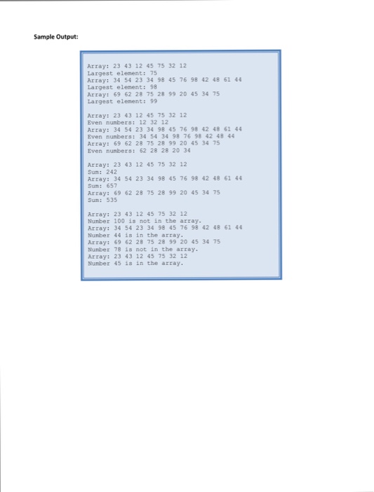 For this exercise, you will implement four (4) void methods using the
