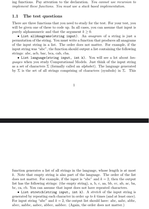  solve list language or list stretch you CANNOT use recursion to