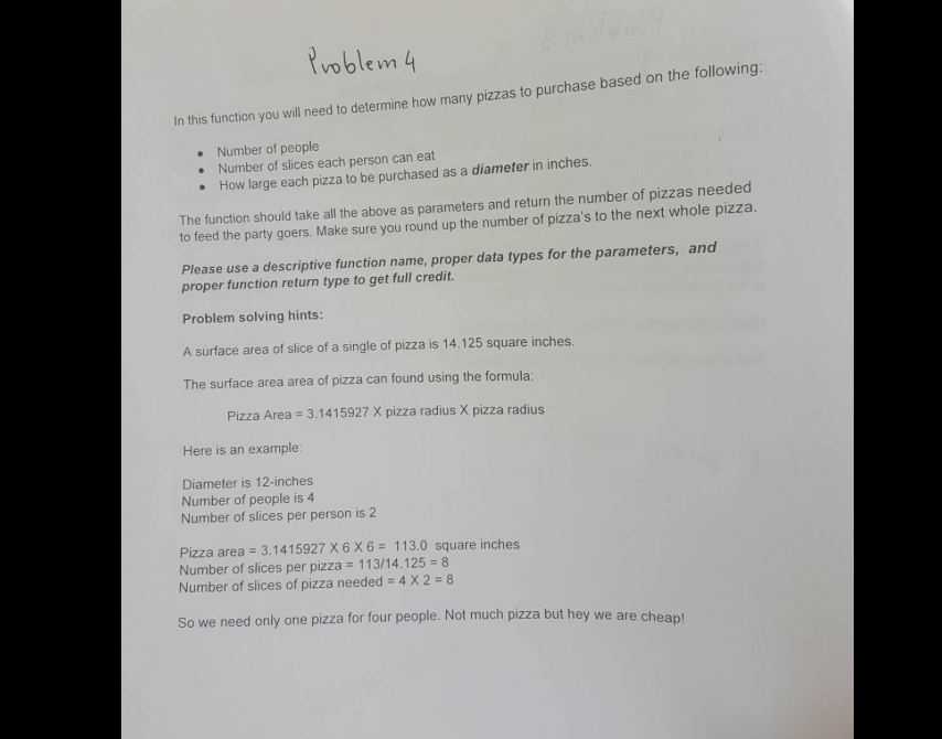  voblem 4 the following: In this function you will need to