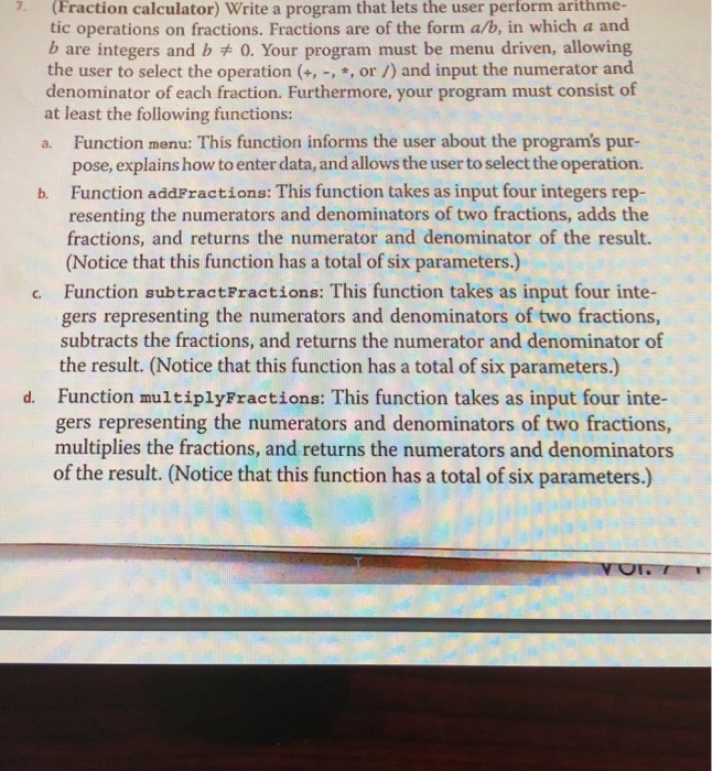  Write program .(Fraction calculator) Write a program that lets the user