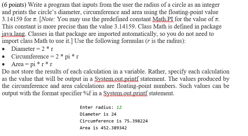 JAVA PROGRAMMING: (6 points) Write a program that inputs from the user